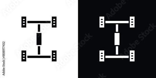 Car chassis icon in glyph shilhouette black and white colors