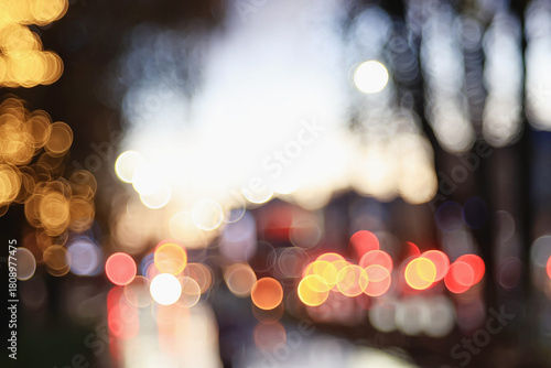 Wallpaper Mural Night city blurred background, bokeh in autumn city traffic cars Torontodigital.ca