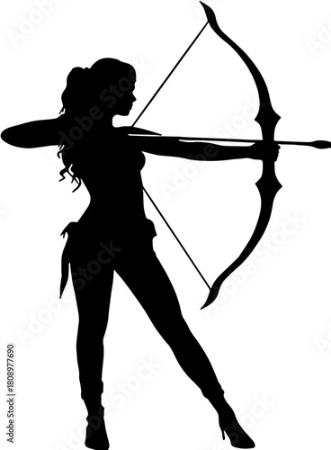 girl with bow and arrow Shilouette 