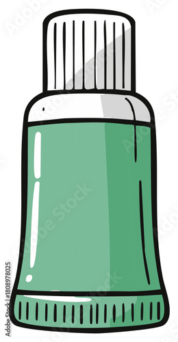 Green tube with a ribbed white cap cartoon illustration