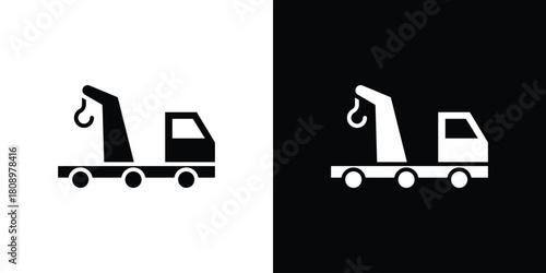 Car crane icon in glyph shilhouette black and white colors