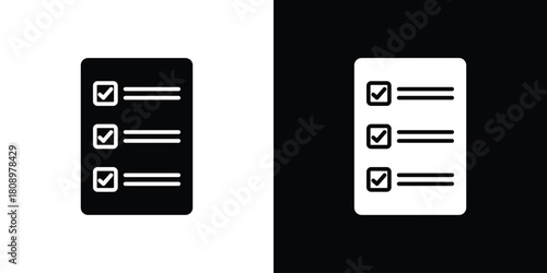 Checklist icon in glyph shilhouette black and white colors