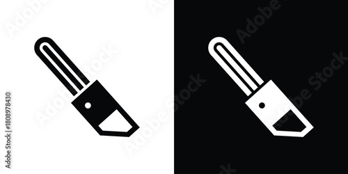 Chainsaw icon in glyph shilhouette black and white colors