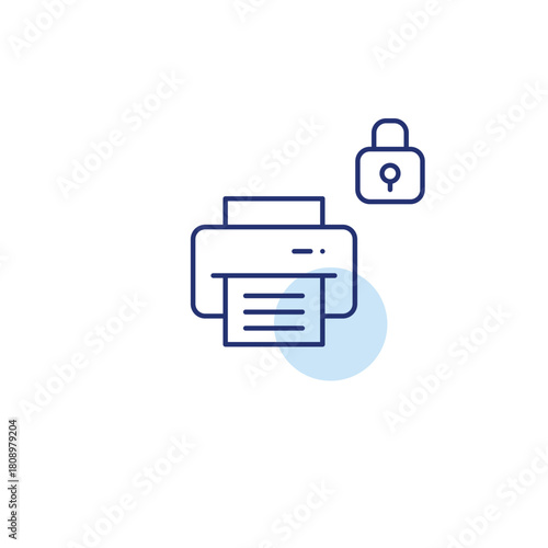 Printer and lock. Parental control, secure device access. Pixel perfect, editable stroke vector icon