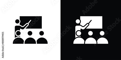 Classroom icon in glyph shilhouette black and white colors