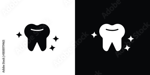 Clean teeth icon in glyph shilhouette black and white colors