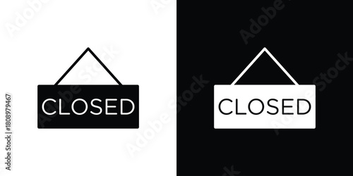 Closed icon in glyph shilhouette black and white colors