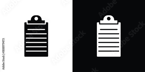 Clipboard icon in glyph shilhouette black and white colors