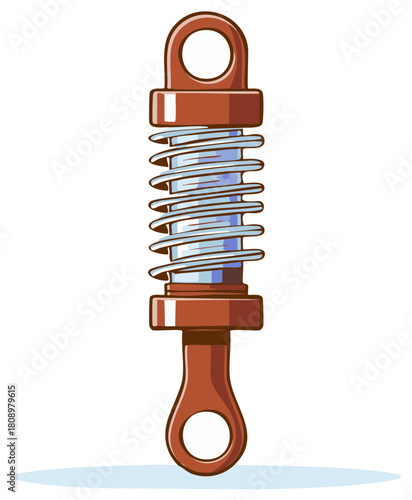 Vibrant cartoon style shock absorber suspension component with coiled spring vector illustration