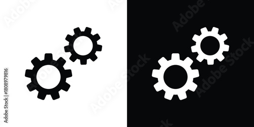 COGS icon in glyph shilhouette black and white colors