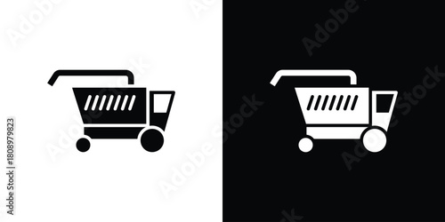 Combine harvester icon in glyph shilhouette black and white colors