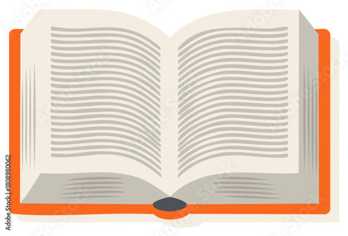Illustrated Open Book with Orange Cover, Ideal for Educational or Storytelling Projects