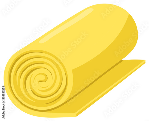 Bright yellow rolled up sleeping mat for camping and outdoor activities