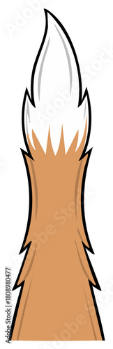Cartoon fox tail illustration with fluffy white tip and reddish-brown fur
