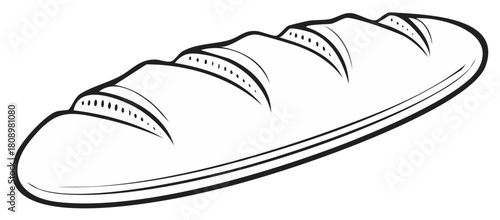 Black and white bread illustration. Loaf of bread with artistic elements.