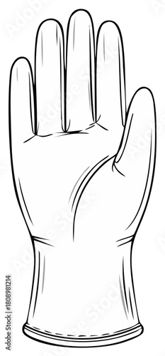 Clean Black and White Outline of a Latex Glove for Protection and Hygiene
