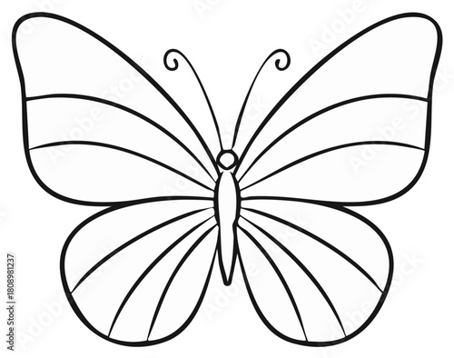 Simple outline illustration of a butterfly with symmetrical wings and antennae