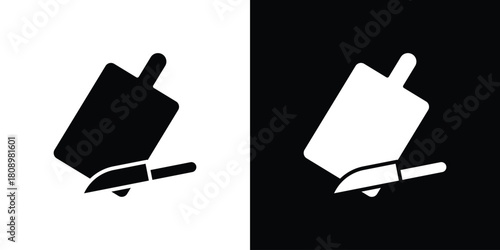 Cutting board icon in glyph shilhouette black and white colors