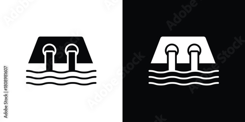 Dam icon in glyph shilhouette black and white colors