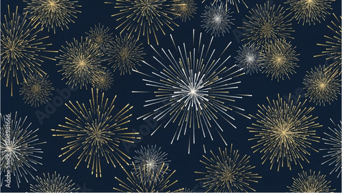 Elegant Fireworks Display Pattern on Navy Blue Background for Celebrations and Events