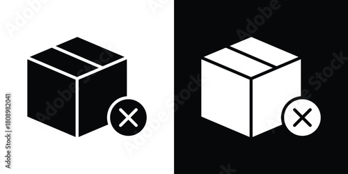 Delivery cancelled icon in glyph shilhouette black and white colors