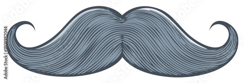 Elegant Gray Mustache Graphic Illustration Classic Style Close up Detailed
