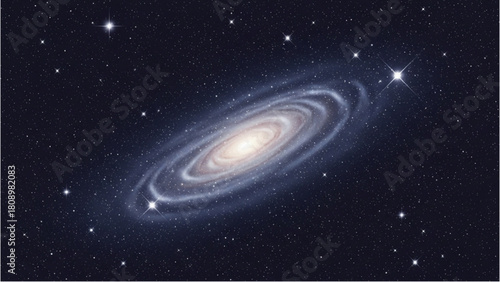 A magnificent spiral galaxy with glowing arms and a bright stellar core in the vastness of deep space