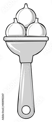 Stylized monochromatic garlic bulbs in a cooking press kitchen tool artwork