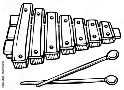 Striking Xylophone Illustration with Mallets for Musical Creativity and Education