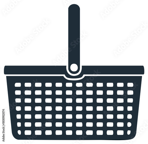 Illustration of  a Shopping Basket with Handle for Commerce and Grocery Shopping