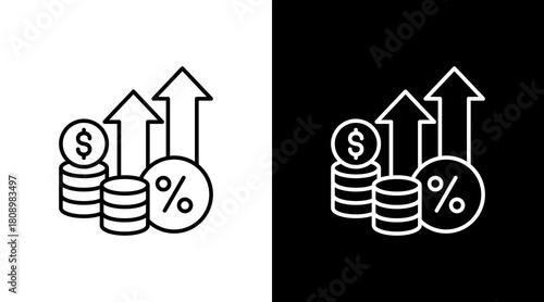 Interest Rate White Icon Set Design
