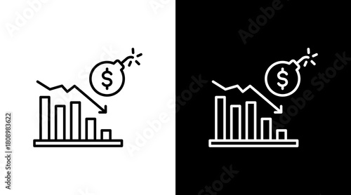 Financial Crisis White Icon Set Design