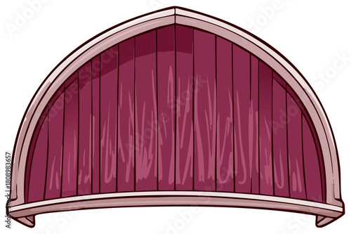 Elegant burgundy wooden framed stage backdrop design with burgundy draped curtains