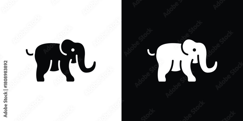 Obraz premium Elephant icon in glyph shilhouette black and white colors