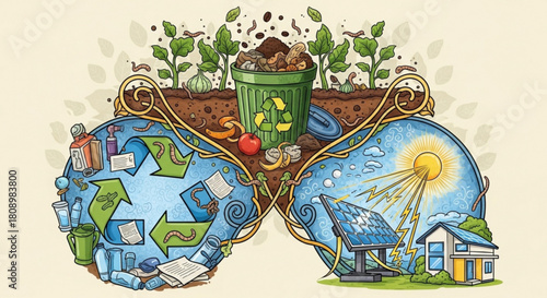 Explore sustainability practices: recycling, composting, solar energy for a greener future now