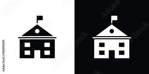 Embassy icon in glyph shilhouette black and white colors