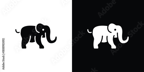 Elephant icon in glyph shilhouette black and white colors