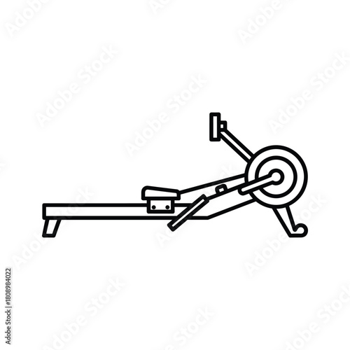 Rowing machine icon isolated on, fitness equipment outline