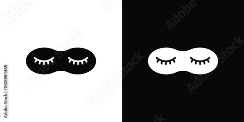 Eye mask icon in glyph shilhouette black and white colors