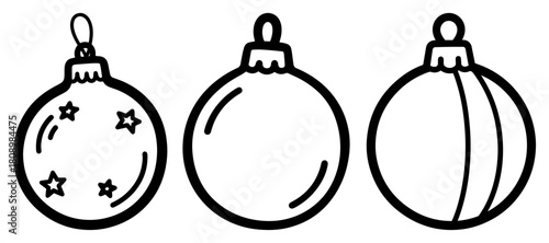 Christmas Bauble Ornament Icon Set for Winter Holiday Decoration
