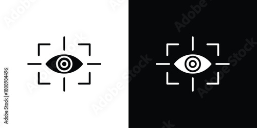 Eye tracking icon in glyph shilhouette black and white colors