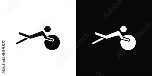 Fitness Ball icon in glyph shilhouette black and white colors