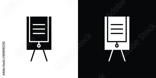 Flip chart icon in glyph shilhouette black and white colors