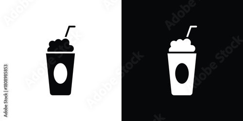 Frappuccino icon in glyph shilhouette black and white colors