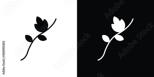 Freesia icon in glyph shilhouette black and white colors