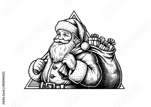 Santa claus black and white logo