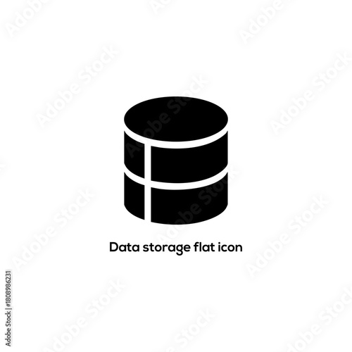 Minimalist black cylinder database server graphic symbol design isolated on white background for technology web interface and mobile app usage


