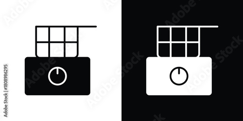 Fryer icon in glyph shilhouette black and white colors