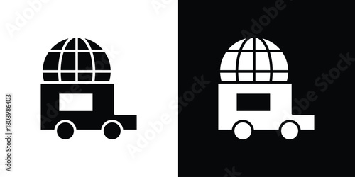 Global Logistic icon in glyph shilhouette black and white colors