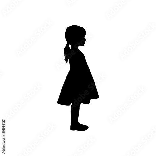 Little girl kid silhouette vector flat illustration design.